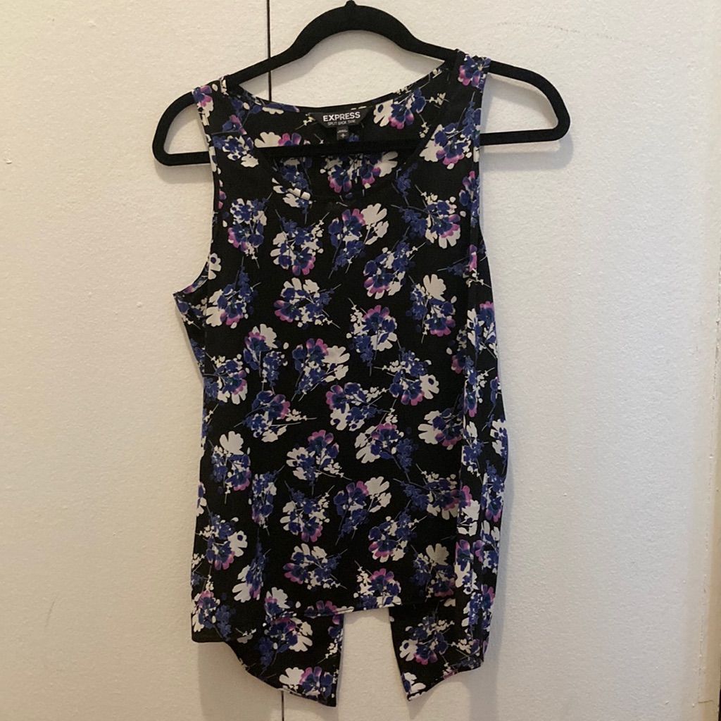 Express Flower Pattern Split Back Tank
